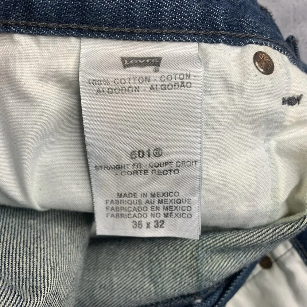 Levi's 501 Straight Fit Jeans W36 L32 Blue Hemmed‎ To Fit 27